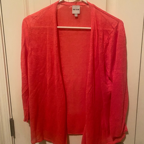 NIC+ZOE Sweaters - NIC+ZOE Open-Front Red Cardigan-Size L